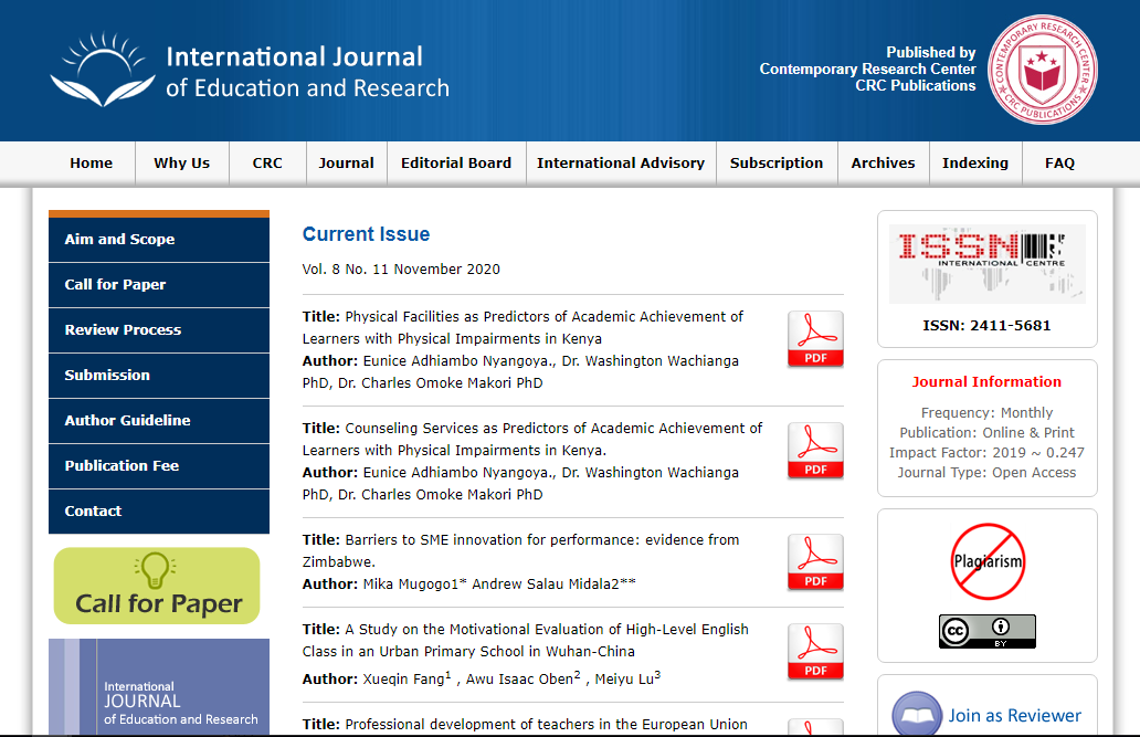 international journal of education and research