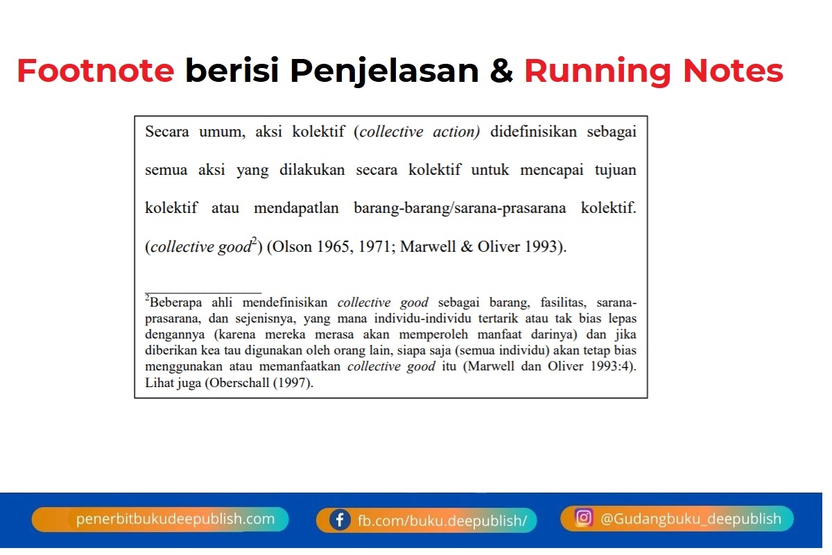 Footnote berisi penjelasan dan running note