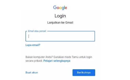 buka akun gmail - kirim tugas via email