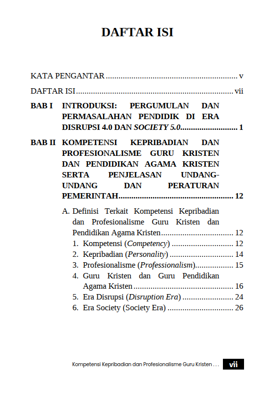 Buku Kompetensi Kepribadian Dan Profesionalisme Guru Kristen Dalam Menghadapi Tantangan Dan Peluang Di Era Disrupsi 4.0 Dan Society 5.0 - Gambar 2