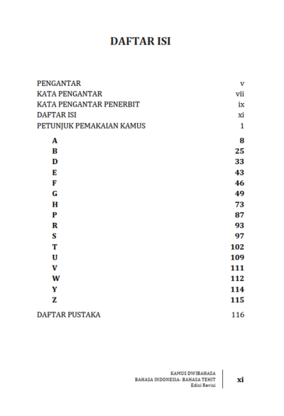 Buku Kamus Dwibahasa Bahasa Indonesia- Bahasa Tehit  Edisi Revisi - Gambar 2