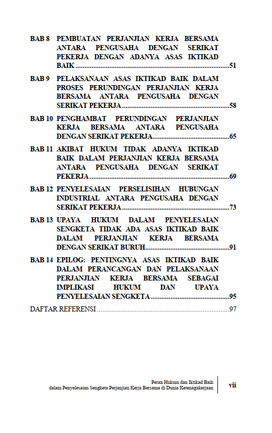 Buku Peran Hukum dan Iktikad Baik dalam Penyelesaian Sengketa Perjanjian Kerja Bersama di Dunia Ketenagakerjaan - Gambar 3
