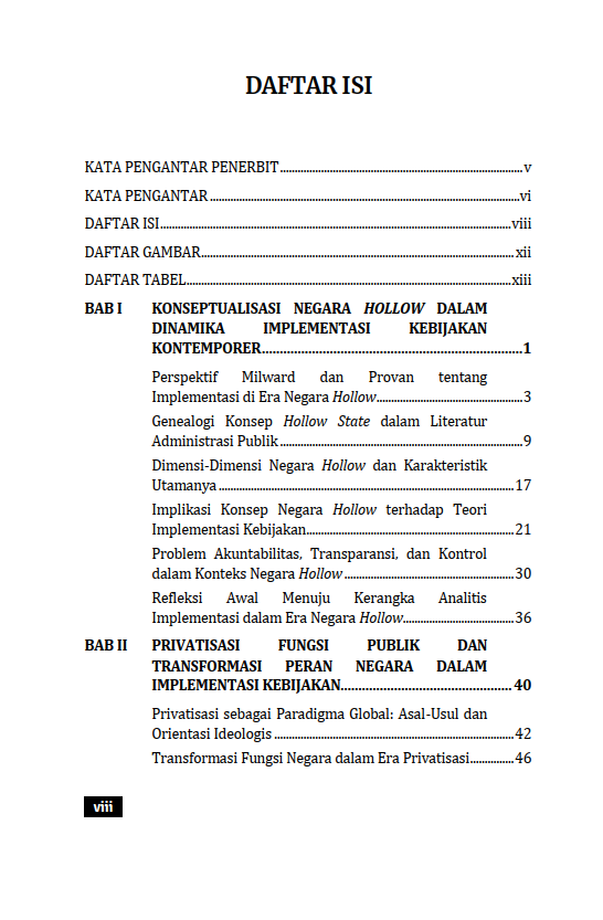 Buku Implementasi Kebijakan dalam Era Negara Hollow : Privatisasi, Fragmentasi, dan Reaktualisasi Peran Negara - Gambar 2