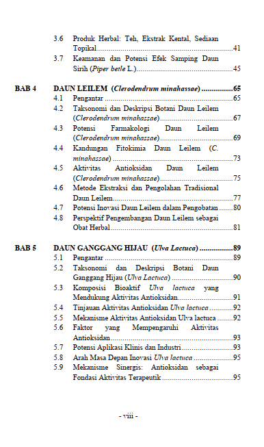 Buku Herbal Antioksidan Nusantara Potensi Daun Sirih, Daun Leilem, dan Ganggang Hijau - Gambar 3