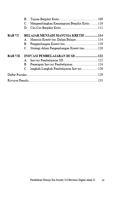 Buku Pendidikan Menuju Era Society 5.0 Revolusi Digital Abad 21 Belajar Berpikir Kritis, Kreatif dan Inovatif Membentuk Karakter Siswa - Gambar 3