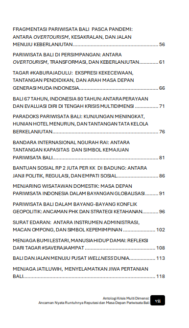 Buku Antologi Krisis Multi Dimensi: Ancaman Nyata Runtuhnya Reputasi dan Masa Depan Pariwisata Bali - Gambar 3