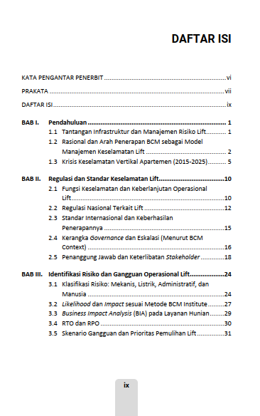 Buku Misteri Lift Apartemen dan Solusinya Lift Macet, Hidup Tersendat Menggunakan Pendekatan Business Continuity Management Framework untuk Menanggulangi Risiko, Masalah, dan Penyimpangan Aturan - Gambar 2