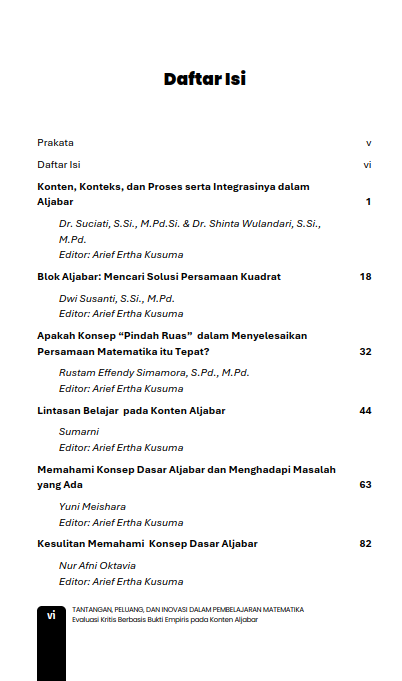Buku Tantangan, Peluang, Dan Inovasi Dalam Pembelajaran Matematika Evaluasi Kritis Berbasis Bukti Empiris pada Konten Aljabar - Gambar 2