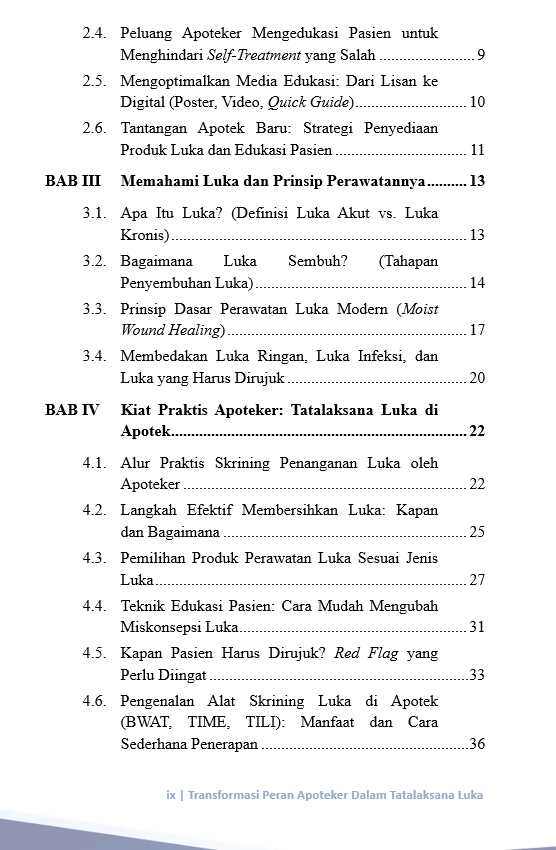 Buku Penatalaksanaan Luka untuk Apoteker: Edukasi, Skrining, dan Pemilihan Produk yang Tepat - Gambar 3