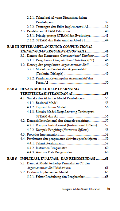 Buku Integrasi AI dan Steam Education Model Deep Learning Untuk Meningkatkan Computional Thinking Dan Argumentation Skill - Gambar 3