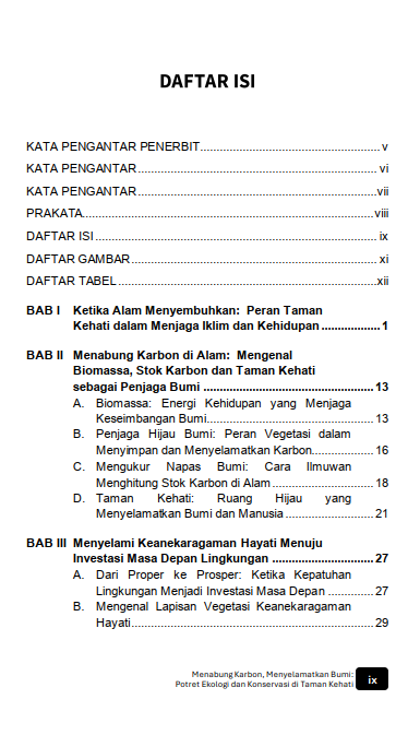 Buku Menabung Karbon, Menyelamatkan Bumi: Potret Ekologi dan Konservasi di Taman Kehati - Gambar 2