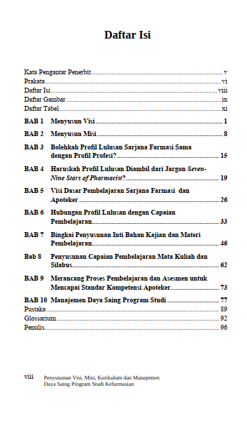 Buku Penyusunan Visi, Misi, Kurikulum Dan Manajemen Daya Saing Program Studi Kefarmasian - Gambar 2
