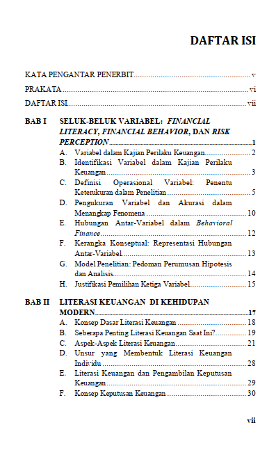 Buku Variabel dalam Kajian: Financial Literacy, Financial Behavior, dan Risk Perception - Gambar 2